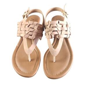 Sugar Simone Womens Beige Thong Flat Sandal Size 6